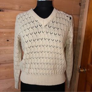 Sasson cream acrylic vintage sweater some wear holes made in USA vintage